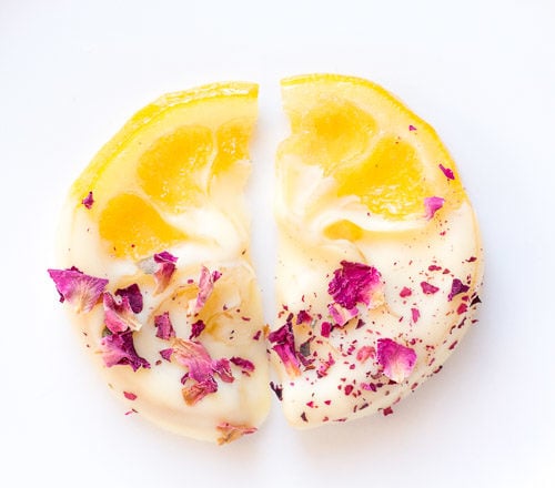slices of white chocolate candied lemon slices