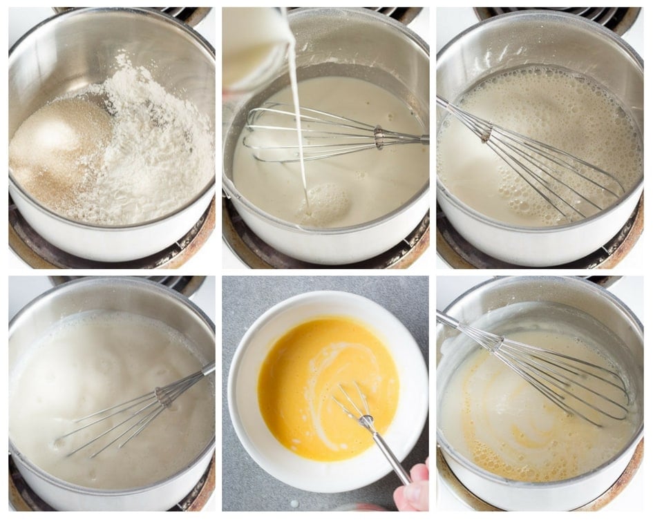 Process shot collage of making Crustless Banana Cream Pie Cups