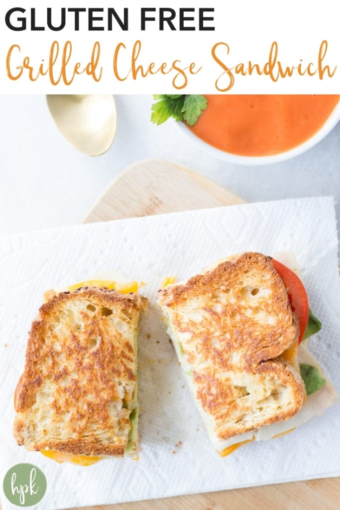 This Gluten Free Grilled Cheese Sandwich is a classic comfort food great for dinners or lunches. While it's not exactly healthy, it is simple and delicious, using sliced meat (chicken or turkey), avocado, and tomato in addition to the cheese. Try it out for your next meal, it's great with a side of soup and some veggies! #glutenfree #cheese #lunch