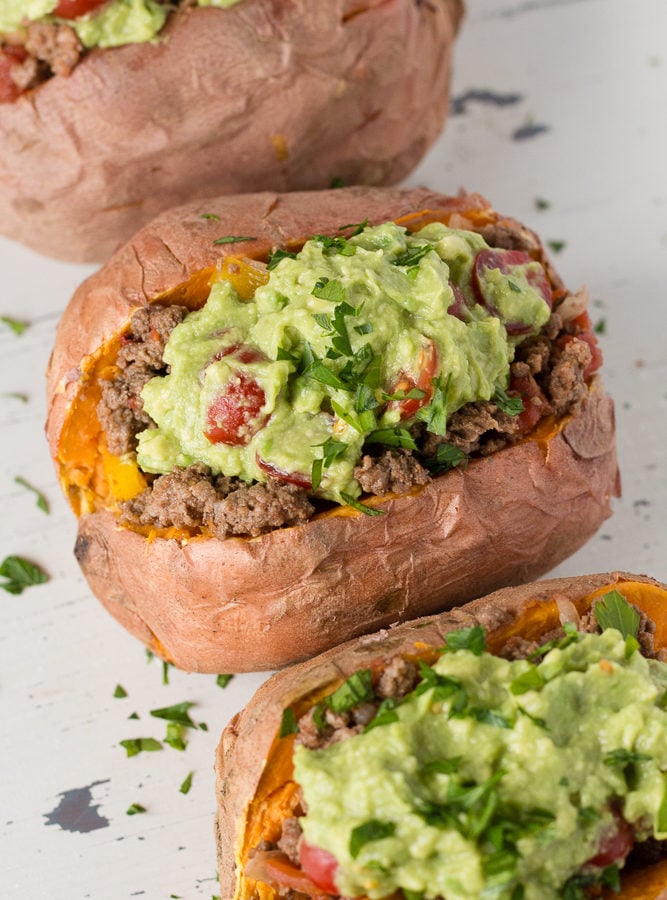 sweet potatoes stuffed with mexican ground beef