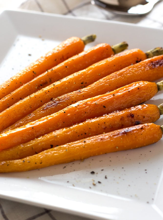 honey roasted carrots on a white plate