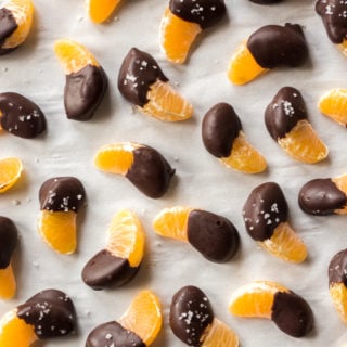top down view of chocolate covered orange slices