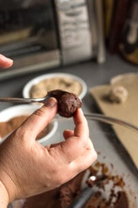 making a rum truffle ball