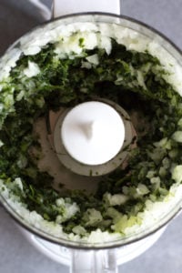 chopped spinach and onion in food processor
