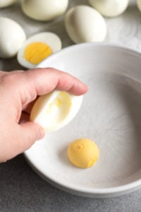 hard boiled egg yolk out of a egg white