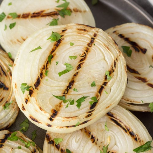easy grilled onions on a plate