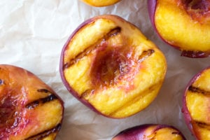 halved grilled peaches