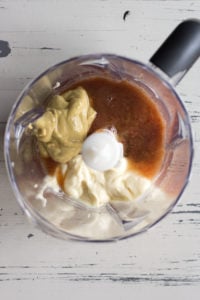 date paste, mayo, mustard in a food processor