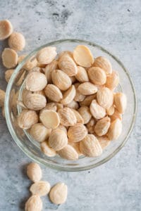salted marcona almonds in a small glass bowl