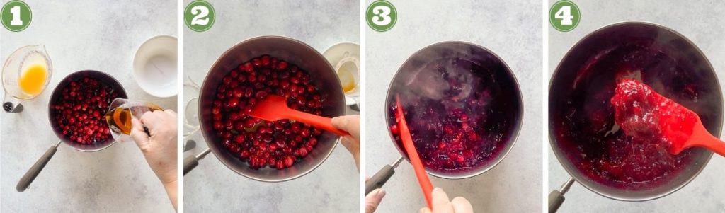four frame process shot for gluten free cranberry sauce