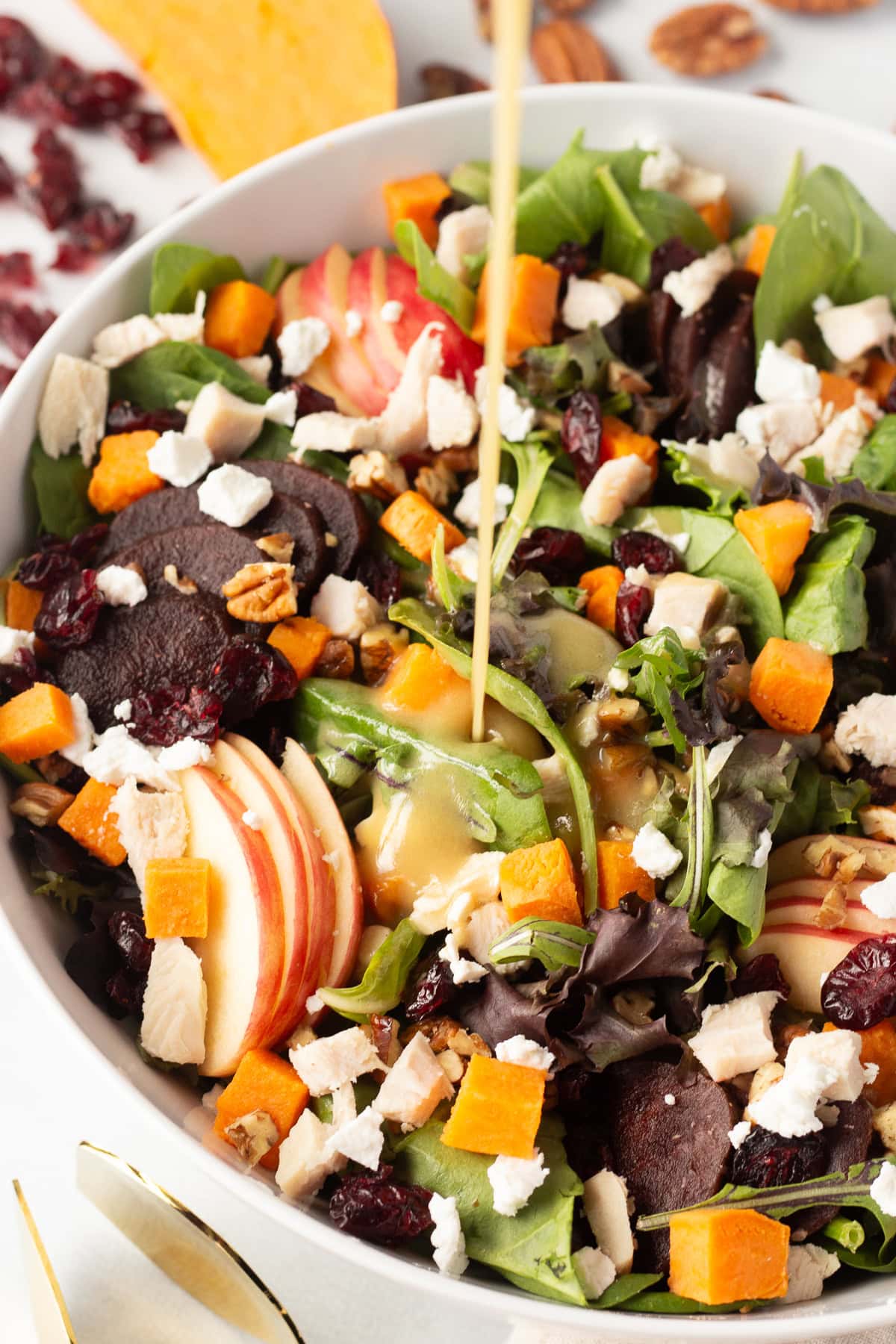 Fall Harvest Salad with Apples and Pecans (Use Chicken or Turkey!)